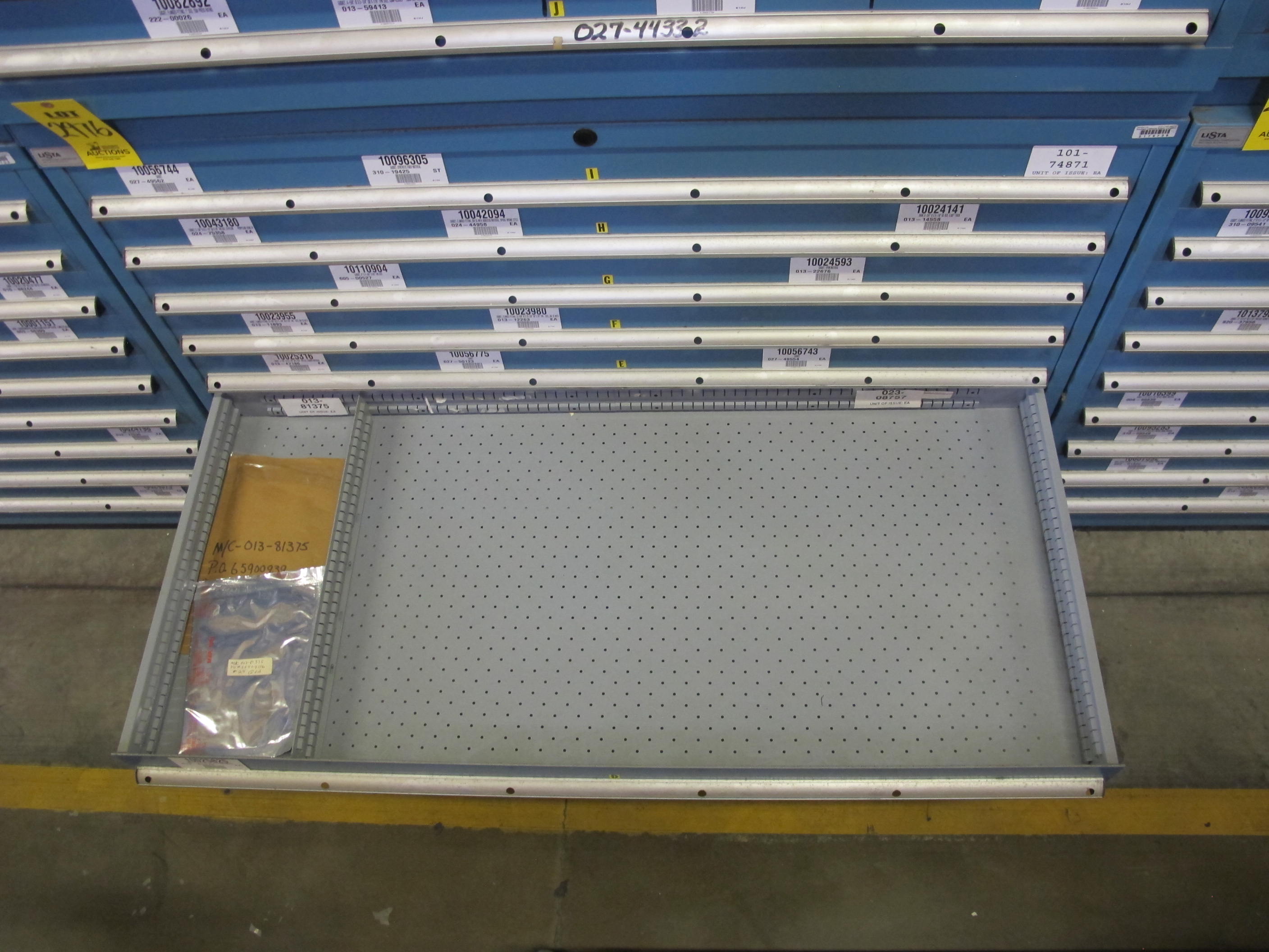 LISTA HEAVY DUTY 9-DRAWER PARTS CABINET W/ CONTENTS (W-50) LOADING & HANDLING FEE $25-